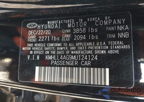 2021 Hyundai Elantra Se z USA, uszkodzony, nr VIN KMHLL4AG9MU124124